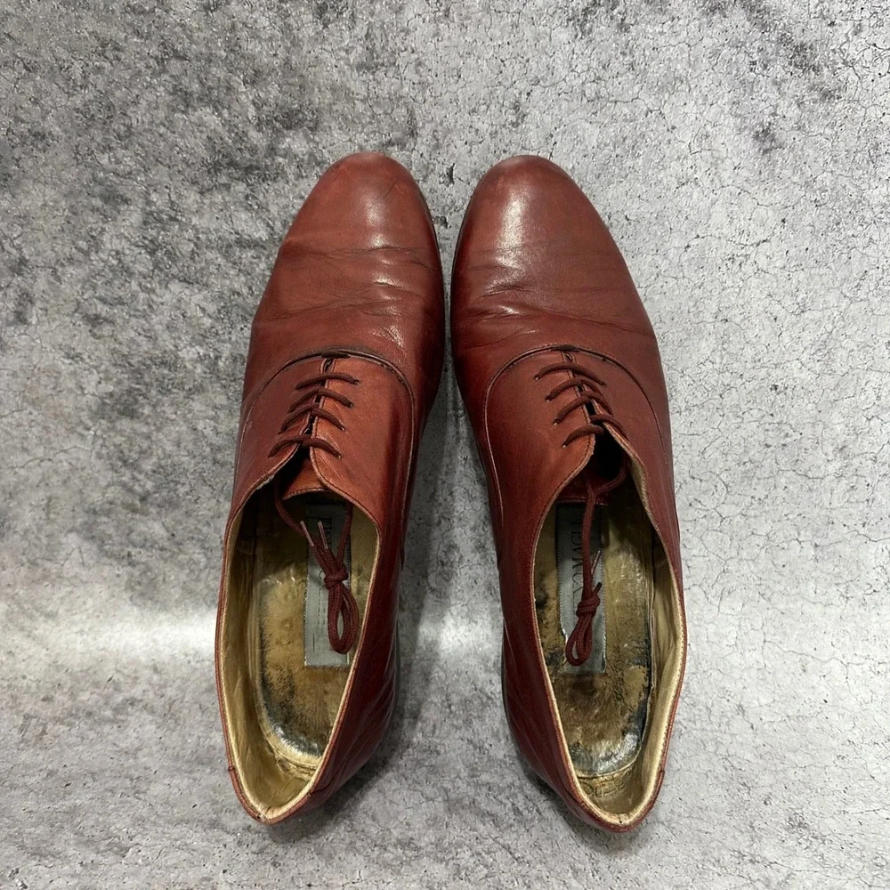 Bruno Magli Fulton Oxford Mens 9.5 Brown Leather Dress Shoes Italy Plain Toe Bal